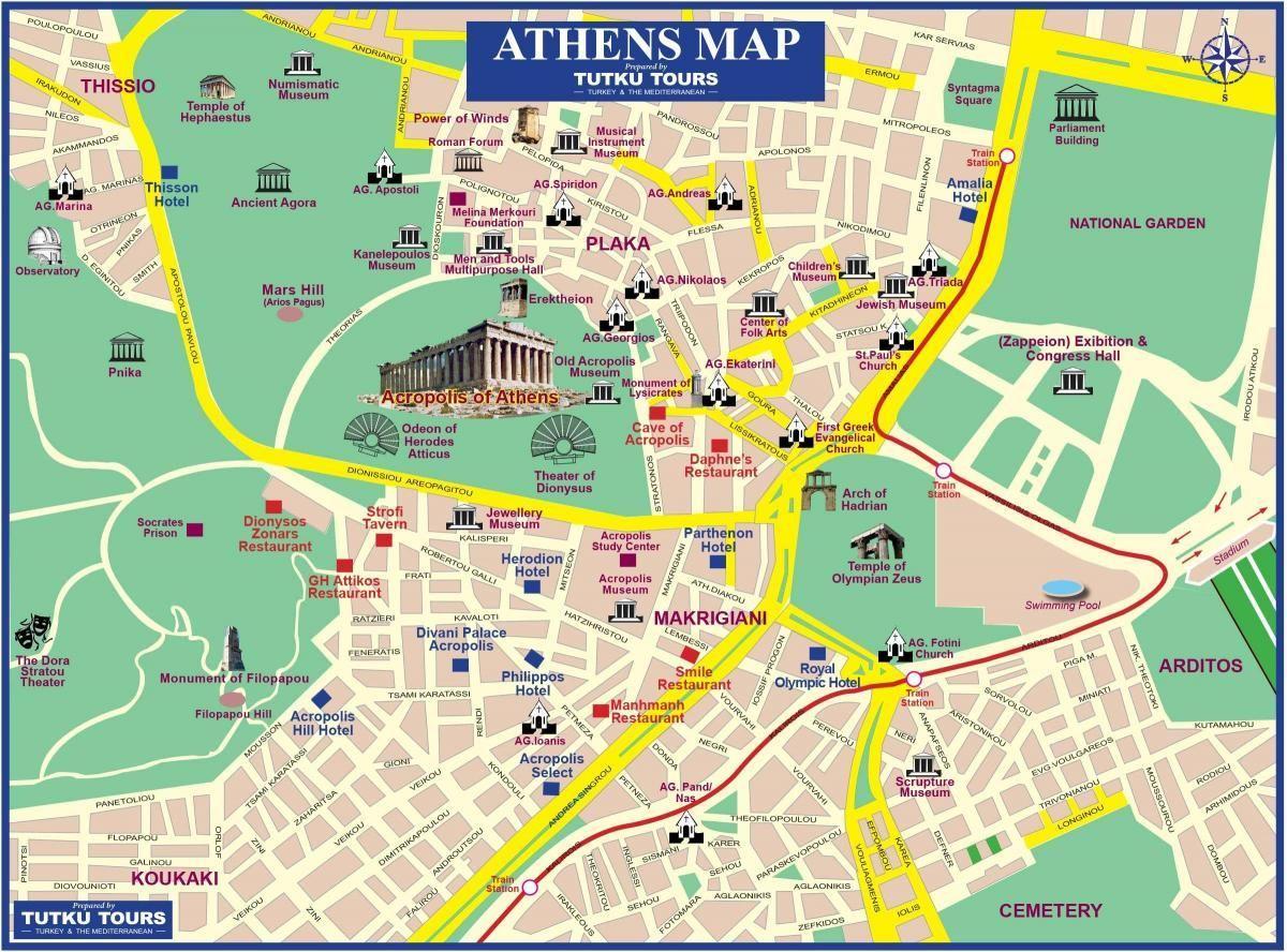 Χάρτη αξιοθέατα της Αθήνας