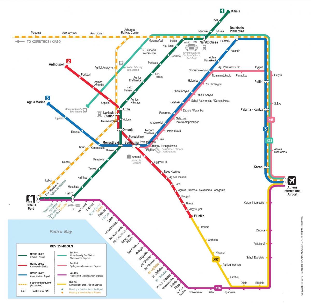 Χάρτης των σταθμών του μετρό Αθήνα