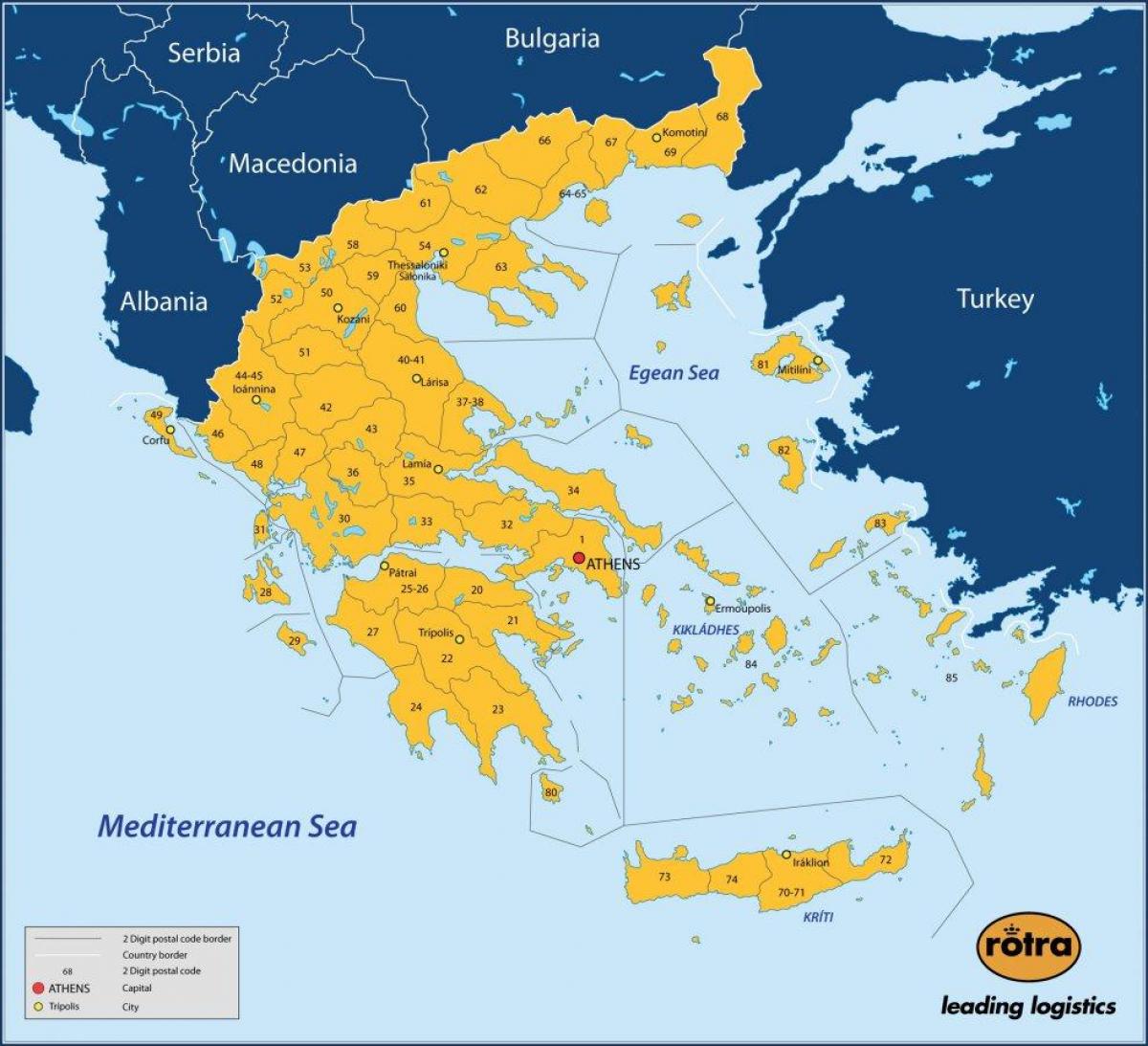 Η Αθήνα Ταχυδρομικός Κώδικας χάρτη